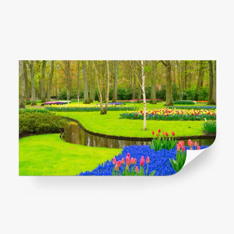 Fototapeta wiosenny ogród tulipanów
