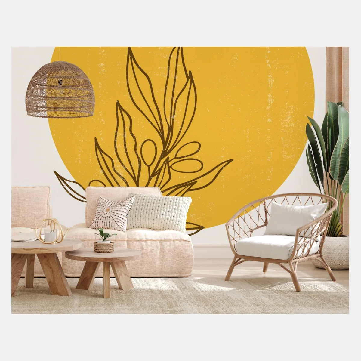 Fototapeta minimalistyczne oliwkowe słońce – Wallissimo® Fototapeta minimalistyczne oliwkowe słońce – Wallissimo®