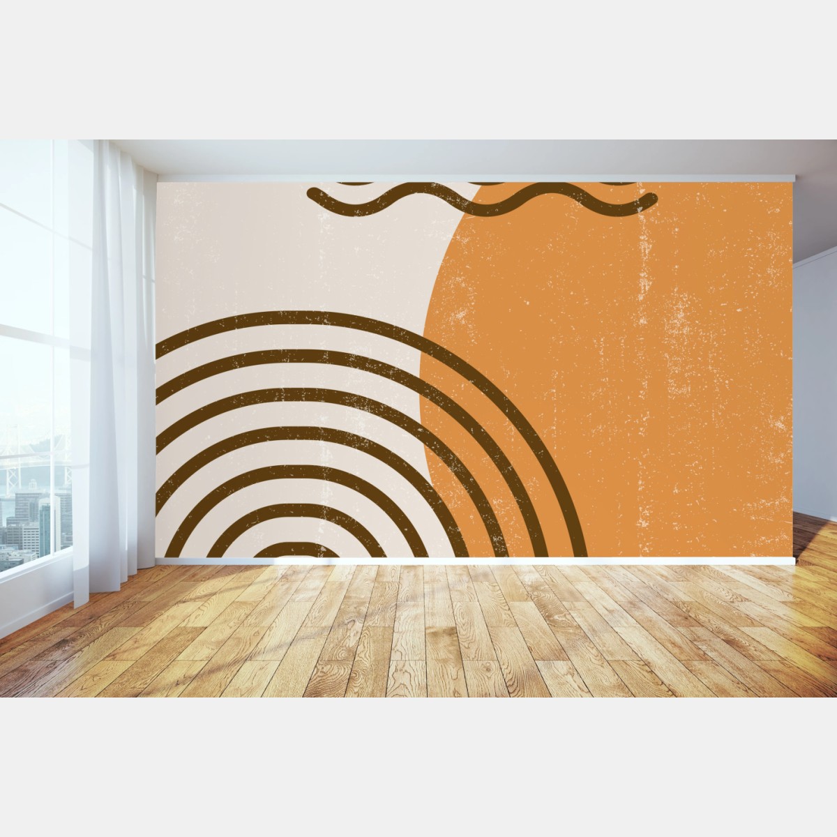 Fototapeta boho geometryczna abstrakcja słońca i tęczy – Wallissimo®