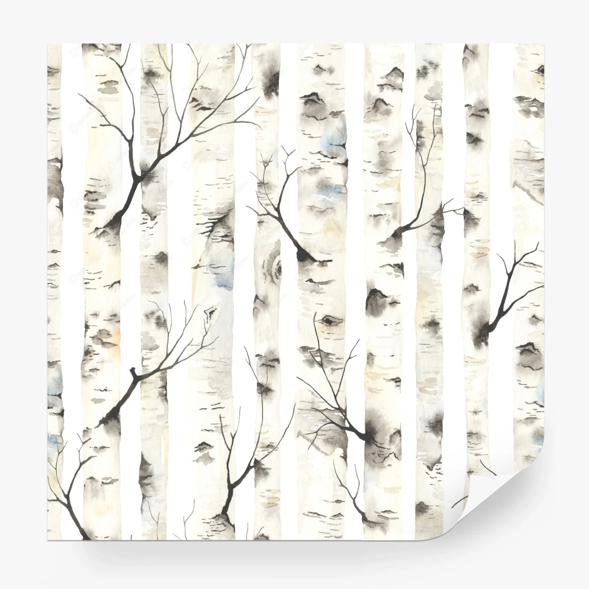 Fototapeta akwarelowy wzór brzóz – Wallissimo® Fototapeta akwarelowy wzór brzóz – Wallissimo®