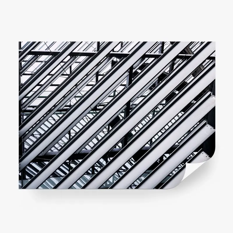 Fototapeta diagonalne metalowe belki geometryczny wzór