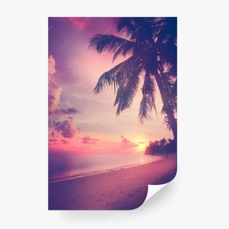 Fototapeta tropikalny zachód słońca na plaży