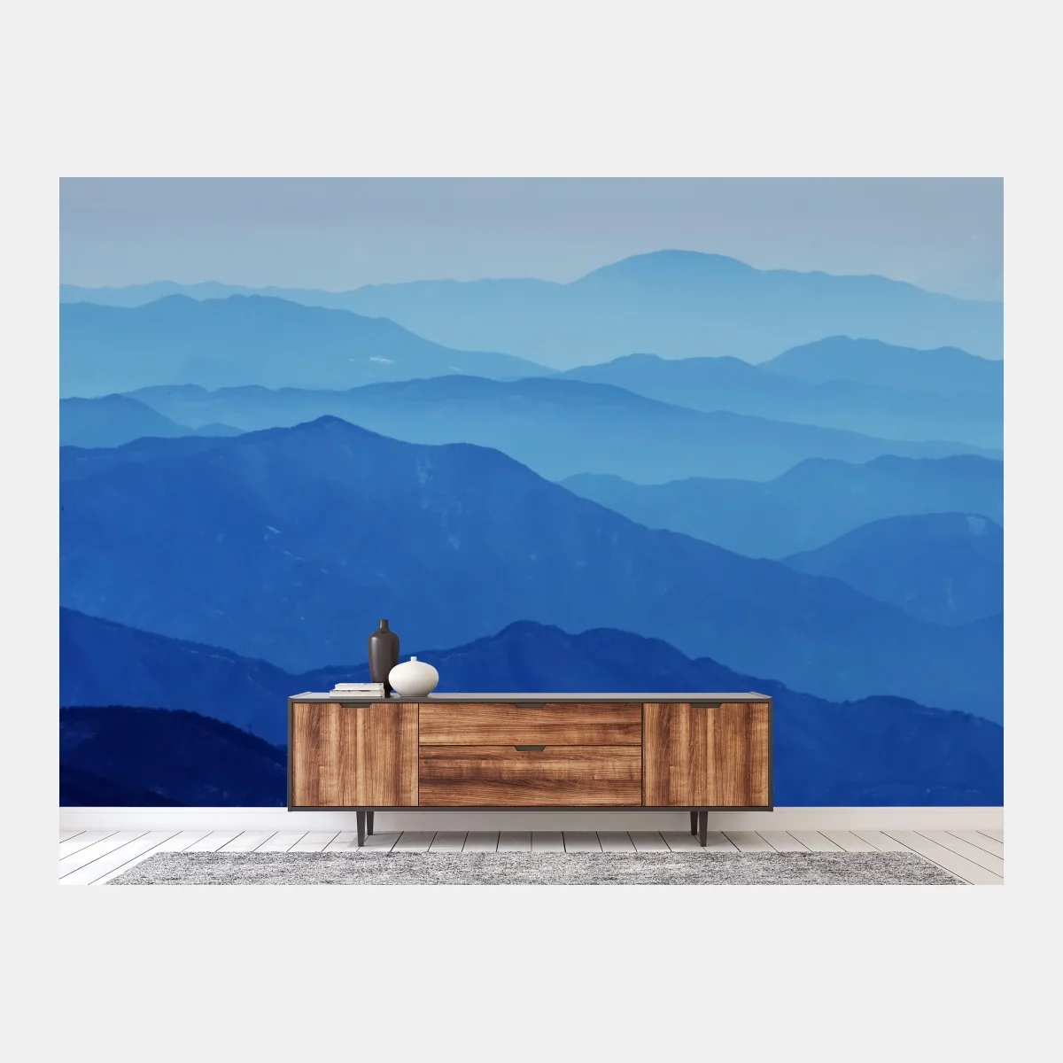 Fototapeta mglista niebieska panorama gór – Wallissimo® Fototapeta mglista niebieska panorama gór – Wallissimo®