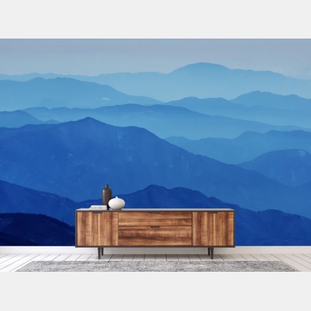 Fototapeta mglista niebieska panorama gór – Wallissimo®
