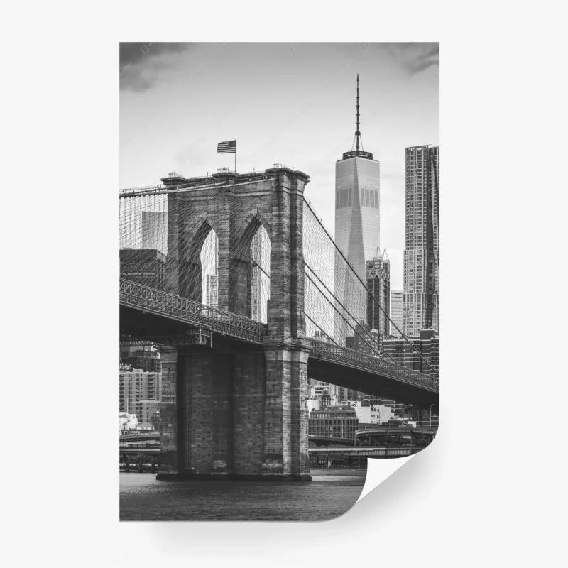 Fototapeta most brooklyński w czerni i bieli