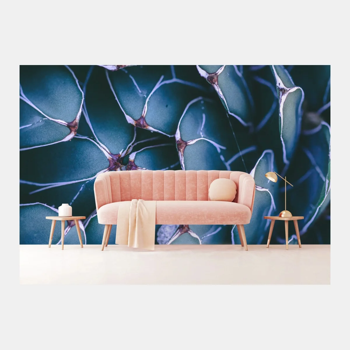 Fototapeta geometryczne zbliżenie sukulenta w turkusie – Wallissimo® Fototapeta geometryczne zbliżenie sukulenta w turkusie – Wallissimo®