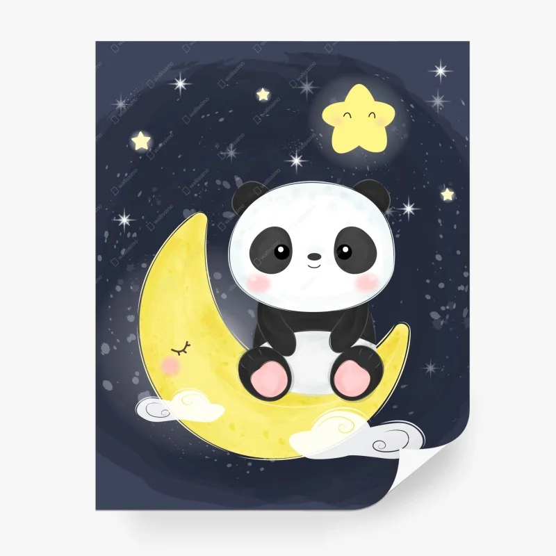 Fototapeta śpiąca panda na księżycu