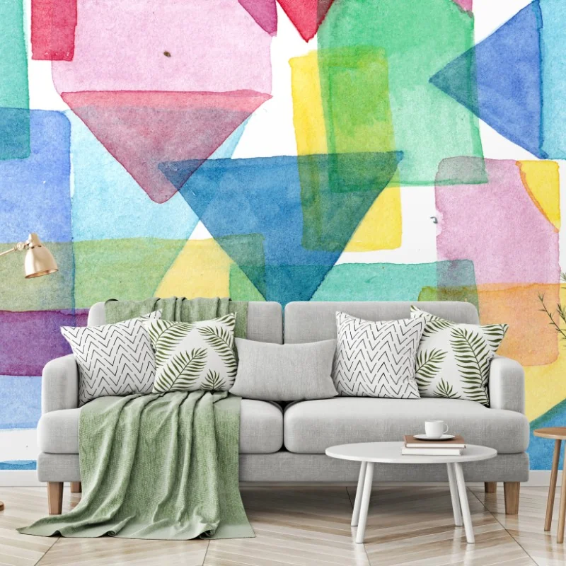 Fototapeta kolorowa geometryczna kompozycja akwarelowa