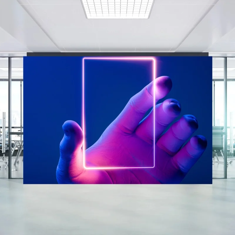 Fototapeta neonowa ramka w dłoni