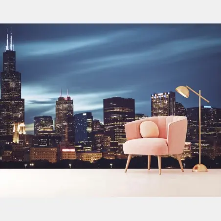 Fototapeta panorama Chicago nocą – Wallissimo®