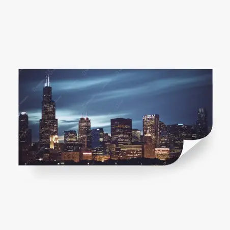 Fototapeta panorama Chicago nocą – Wallissimo®