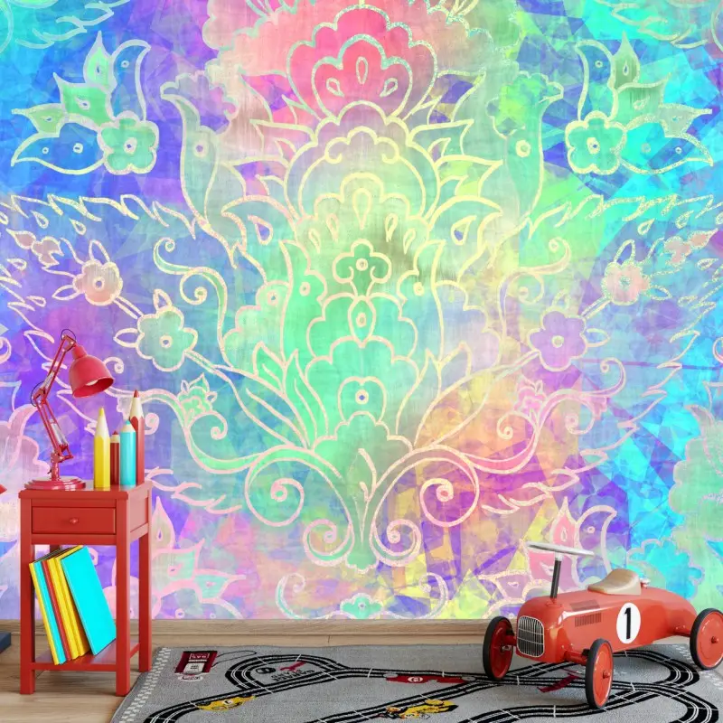 Fototapeta pastelowy boho kwiatowy wzór mandali