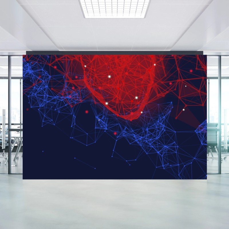 Fototapeta czerwone geometryczne serce w sieci