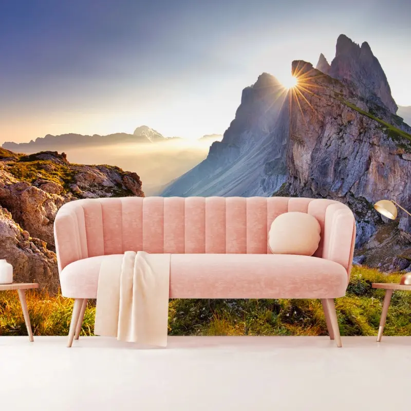 Fototapeta wschód słońca nad Seceda, Dolomity