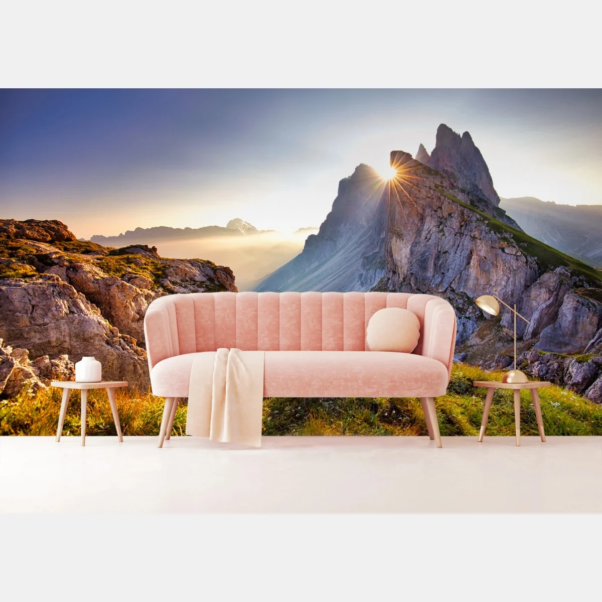 Fototapeta wschód słońca nad Seceda, Dolomity – Wallissimo® Fototapeta wschód słońca nad Seceda, Dolomity – Wallissimo®