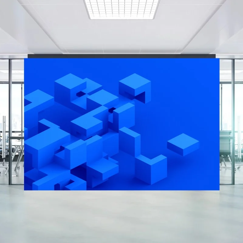 Fototapeta nowoczesna niebieska kompozycja 3d kostek