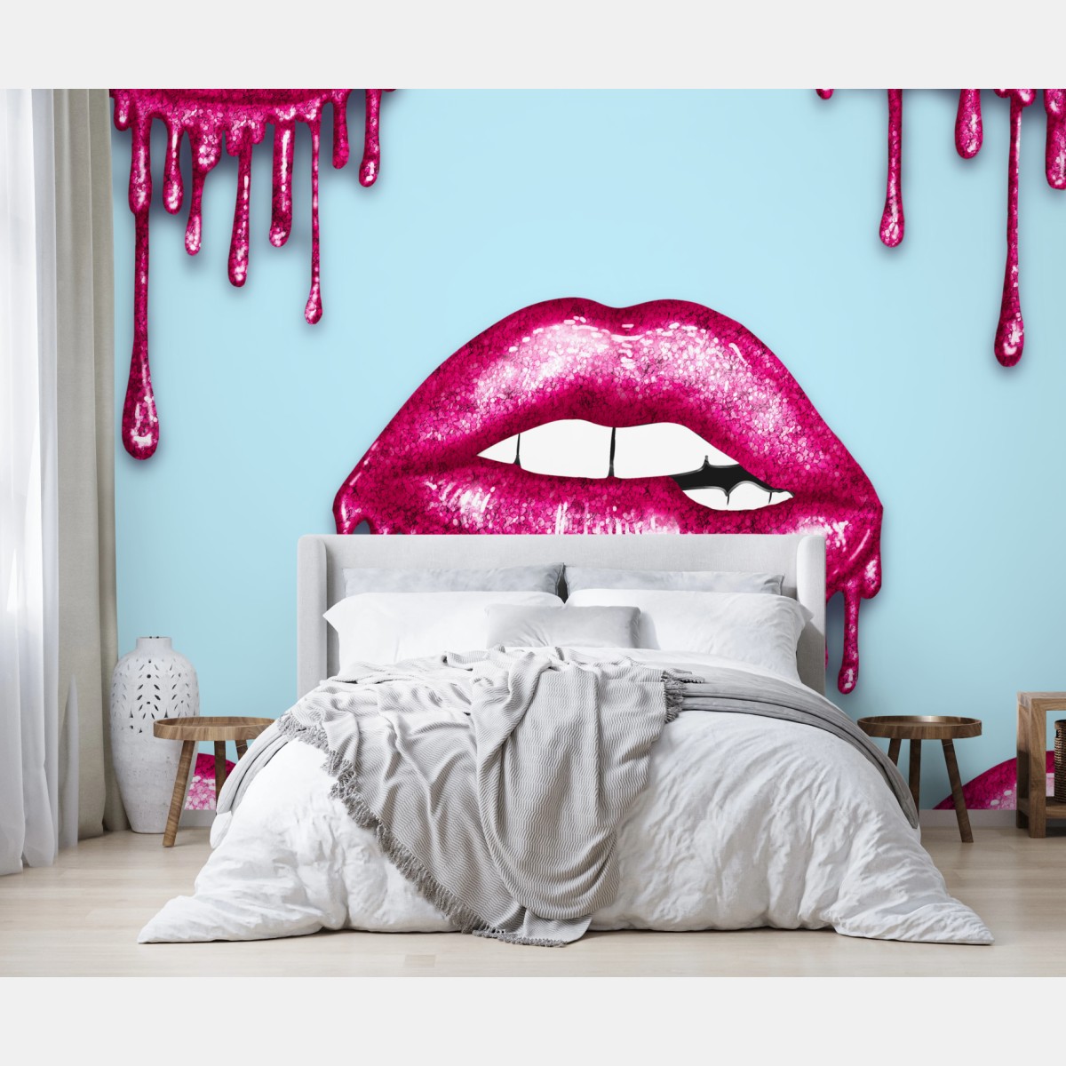 Fototapeta brokatowe kapiące usta w stylu pop art – Wallissimo®