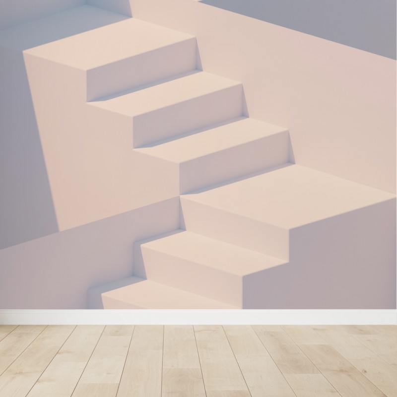 Fototapeta minimalne białe schody 3d