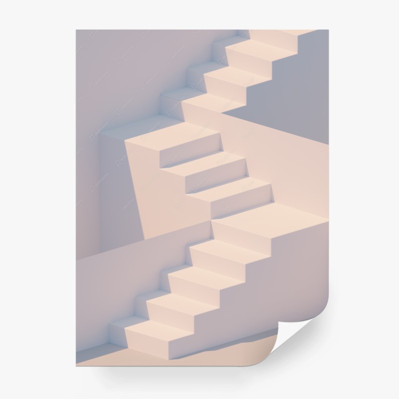 Fototapeta minimalne białe schody 3d