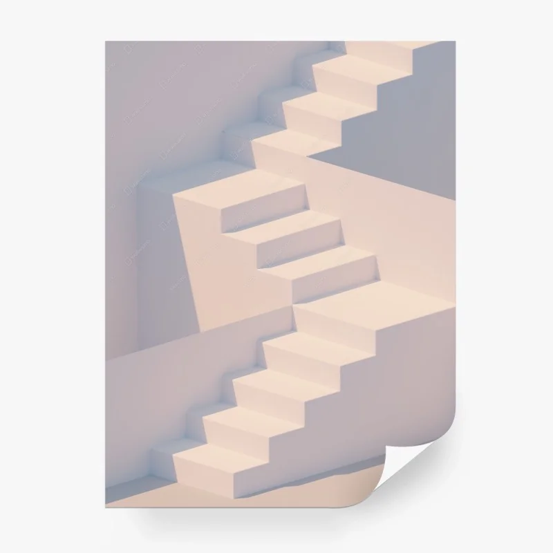 Fototapeta minimalne białe schody 3d