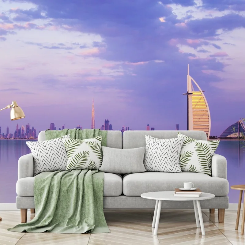 Fototapeta Dubaj panorama miasta o zmierzchu