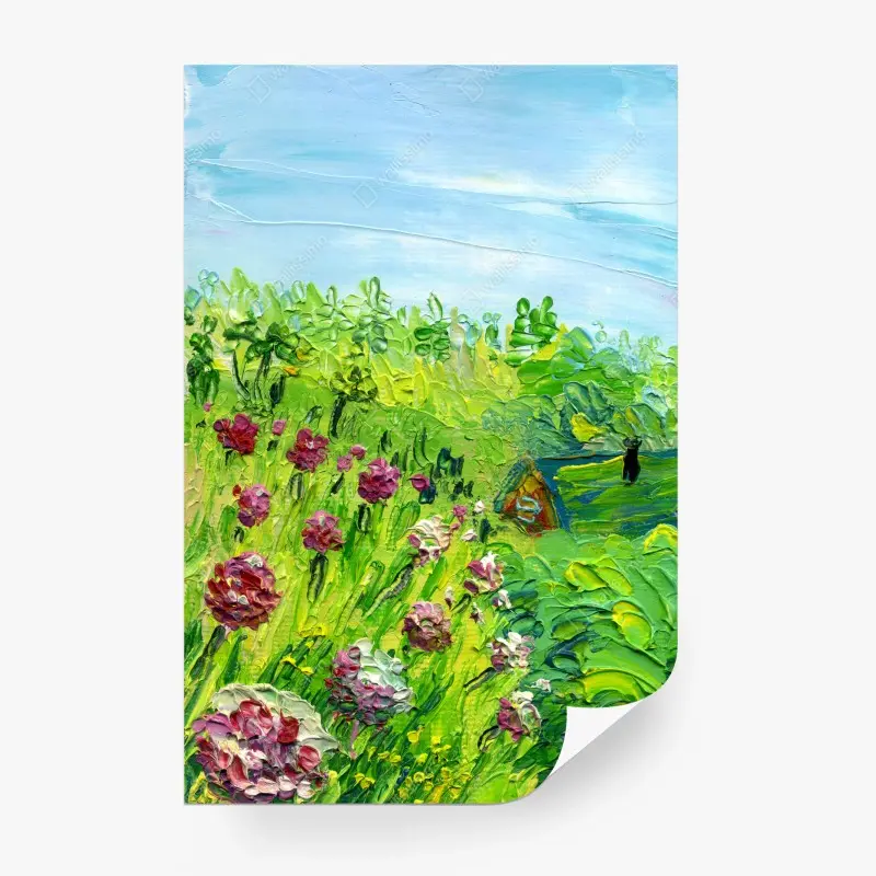 Fototapeta łąka piwonii wiosenna — impasto kwiatowy obraz