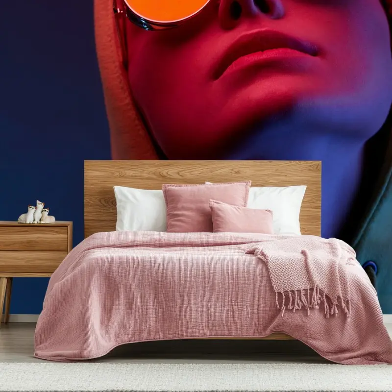 Fototapeta neonowy portret w okrągłych okularach