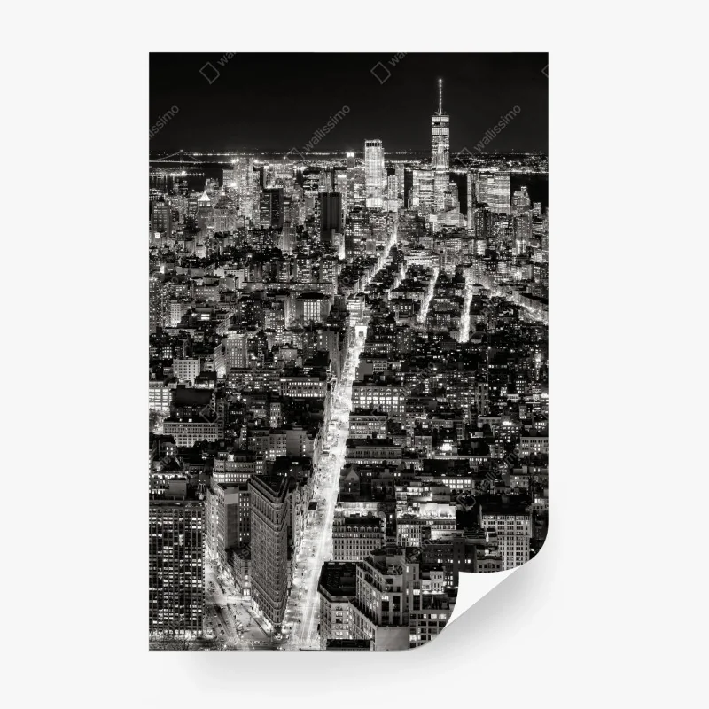 Fototapeta monochromatyczna panorama miasta nocą