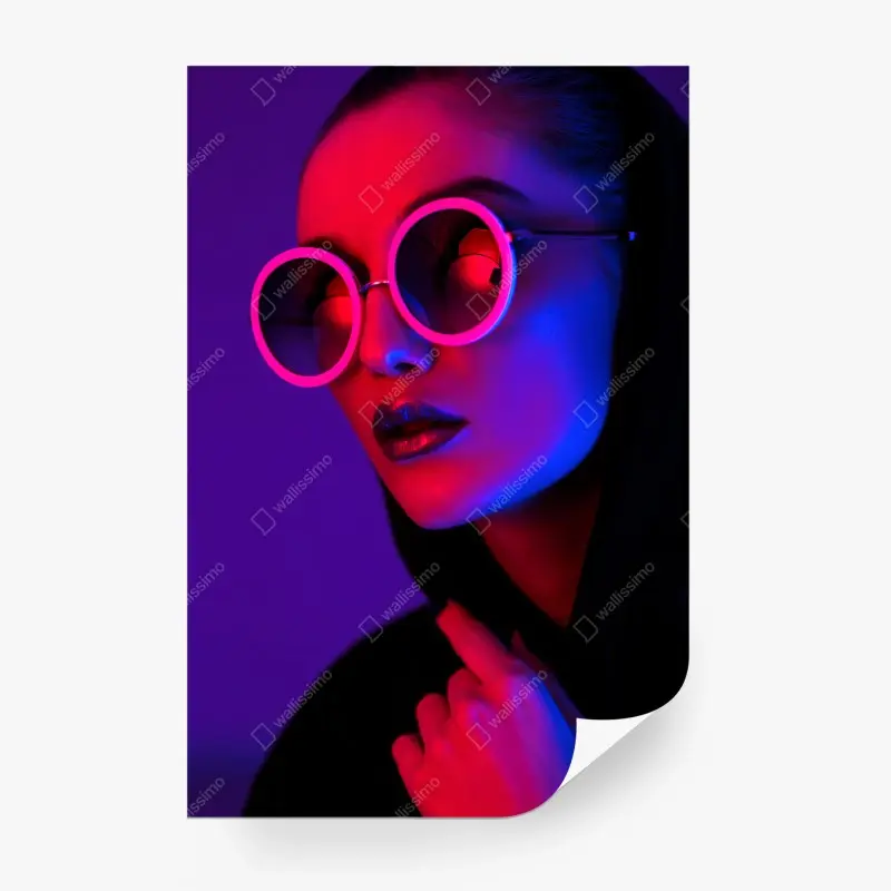 Fototapeta neonowy portret w różu i niebieskim