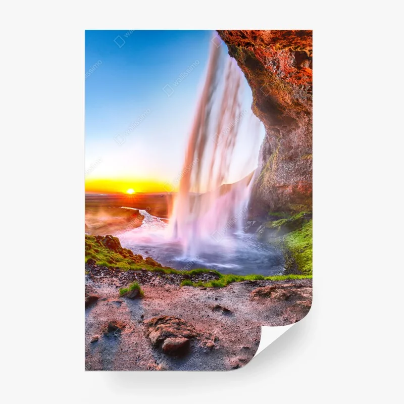 Fototapeta Seljalandsfoss wodospad o zachodzie słońca