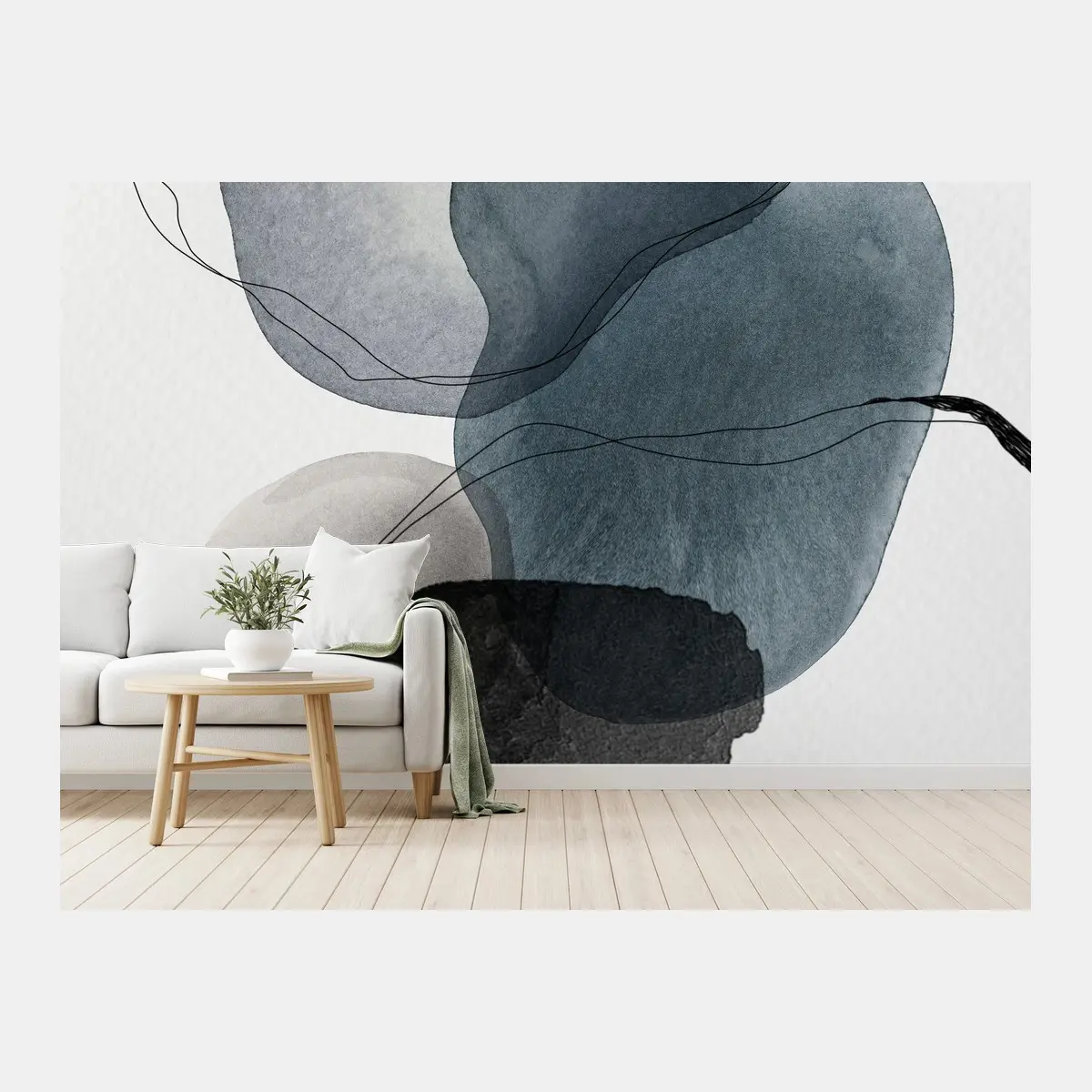 Fototapeta spokojne niebieskie akwarelowe kule – Wallissimo®