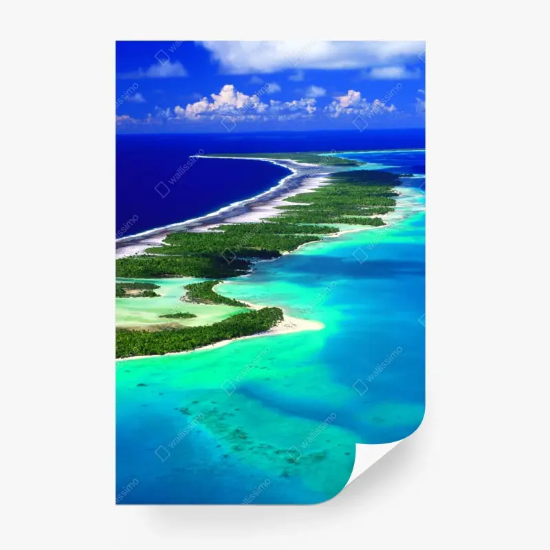 Fototapeta turkusowy atoll z lotu ptaka