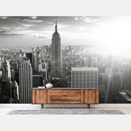 Fototapeta czarno-biała panorama Manhattanu – Wallissimo®