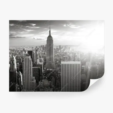 Fototapeta czarno-biała panorama Manhattanu – Wallissimo®