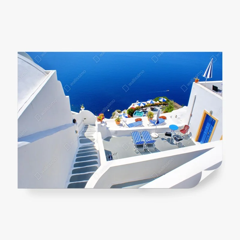 Fototapeta Santorini białe tarasy nad lazurowym morzem