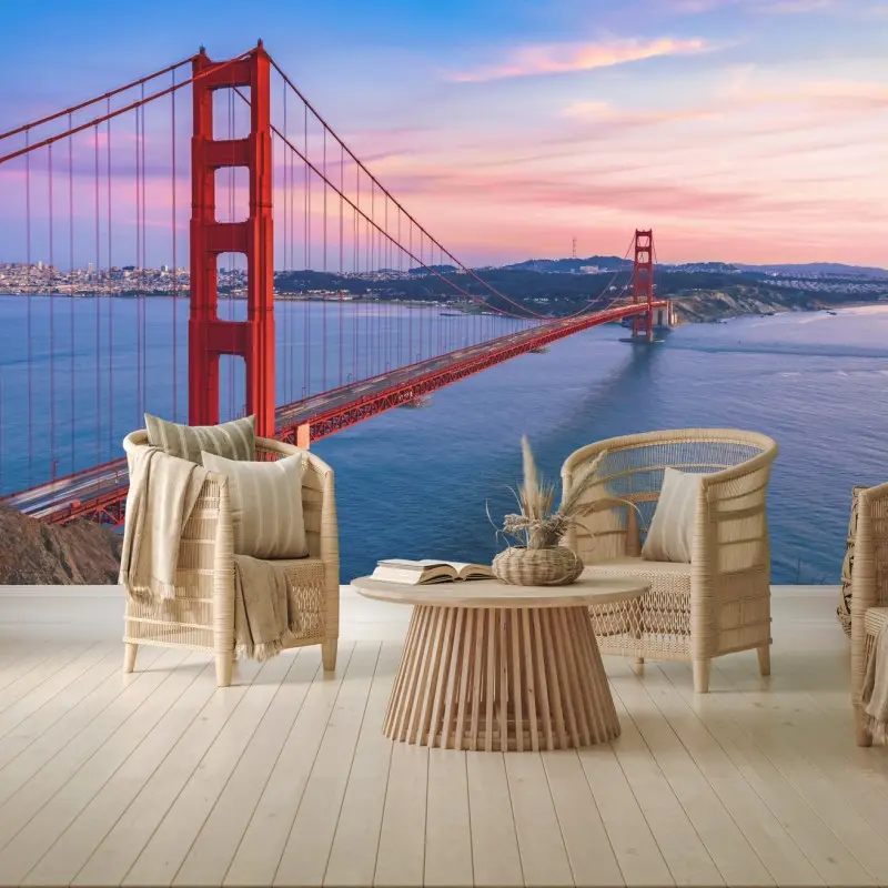 Fototapeta zachód słońca nad mostem Golden Gate