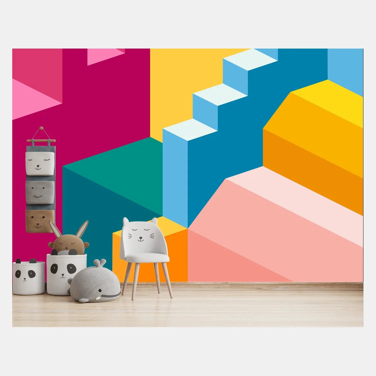 Fototapeta żywe geometryczne schody – Wallissimo® Fototapeta żywe geometryczne schody – Wallissimo®