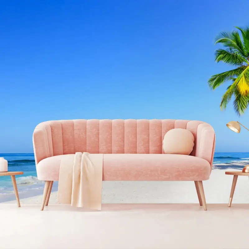 Fototapeta panorama tropikalnej plaży z palmami