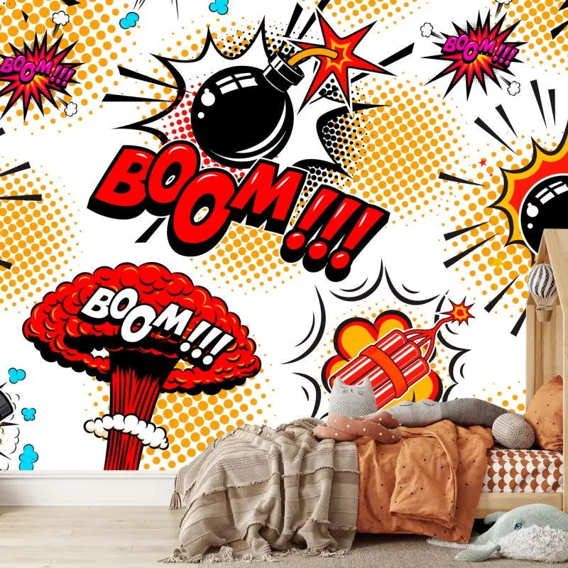 Fototapeta wzór pop-art z wybuchem bomby