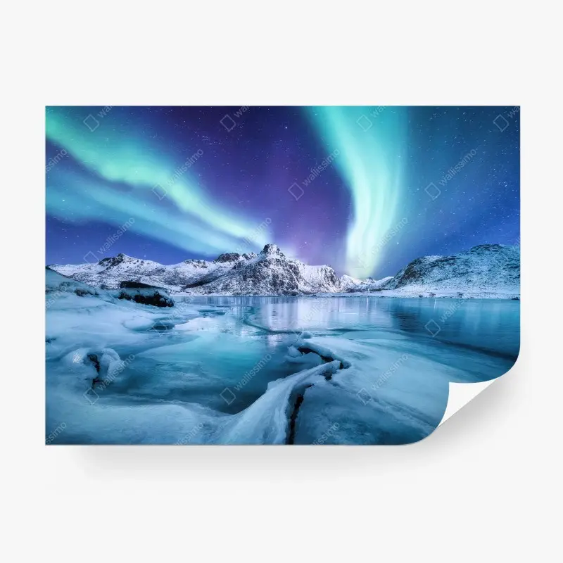 Fototapeta zorza nad Lofotami, Norwegia