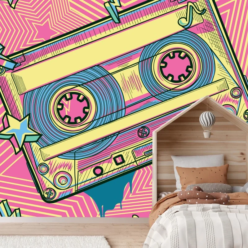 Fototapeta retro kaseta w stylu pop art