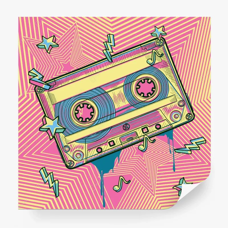 Fototapeta retro kaseta w stylu pop art