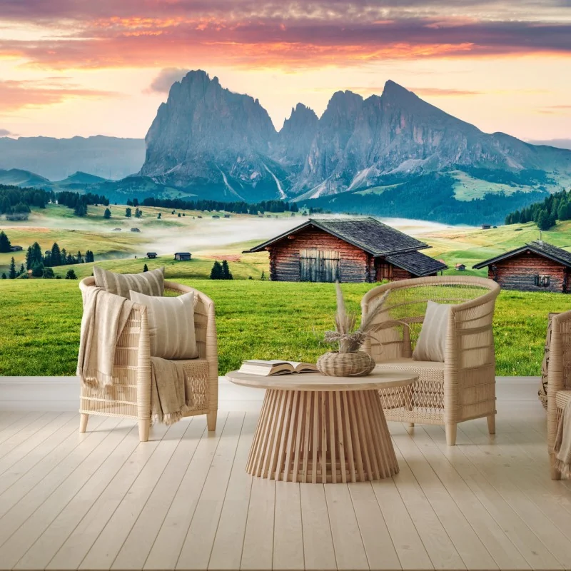 Fototapeta wschód słońca nad Alpe di Siusi, Dolomity
