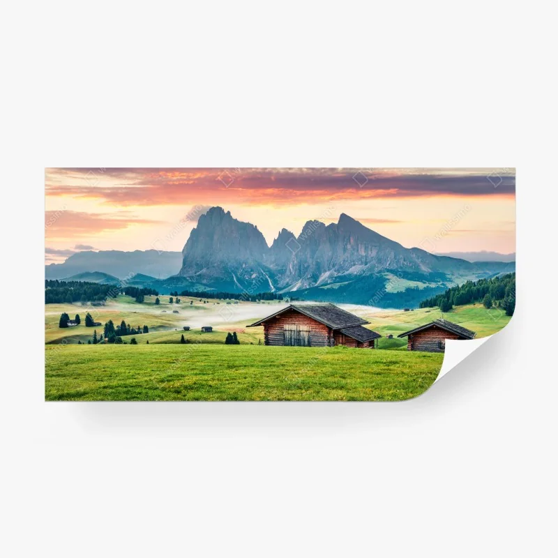 Fototapeta wschód słońca nad Alpe di Siusi, Dolomity