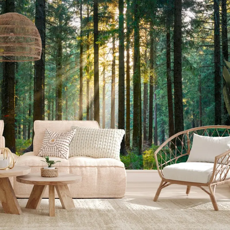 Fototapeta cichy las w promieniach słońca