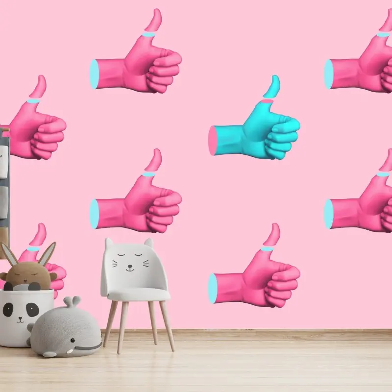 Fototapeta pastelowy wzór kciuków w górę