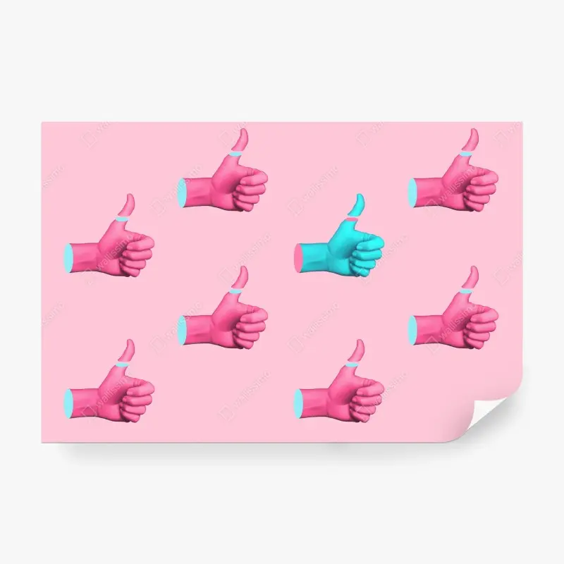 Fototapeta pastelowy wzór kciuków w górę