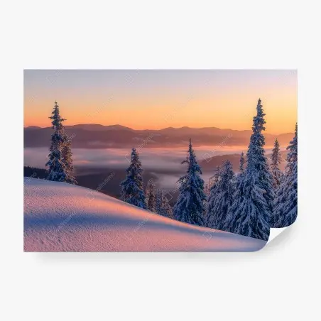 Fototapeta zimowy wschód słońca w górach – Wallissimo®