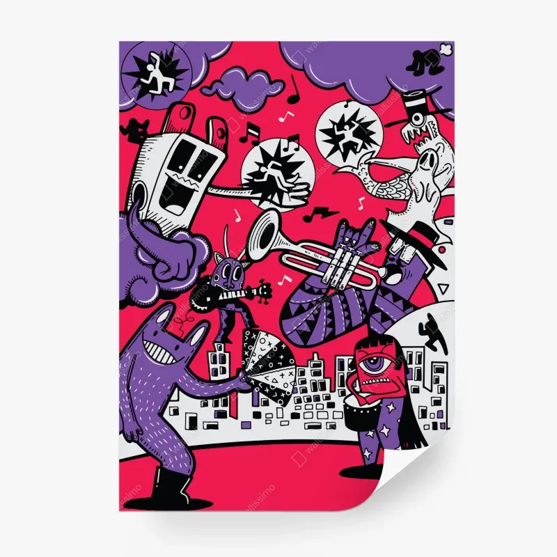 Fototapeta kolorowa ilustracja zespołu potworów