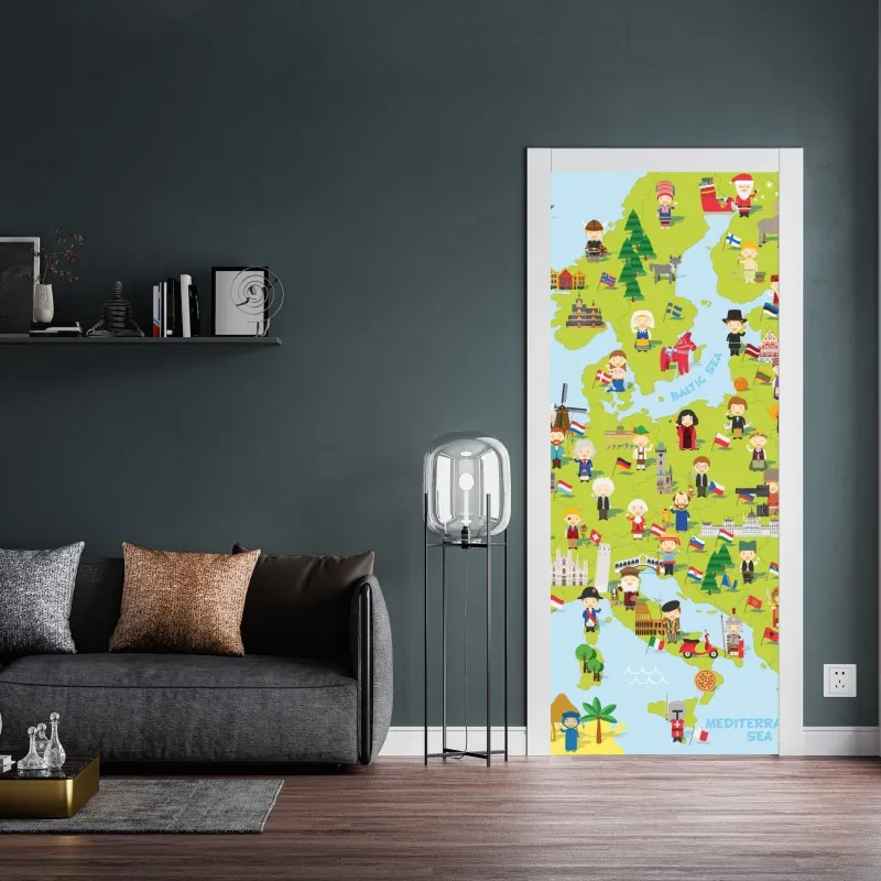 Naklejka na drzwi biała stokrotka na pastelowym różowym tle – Wallissimo®